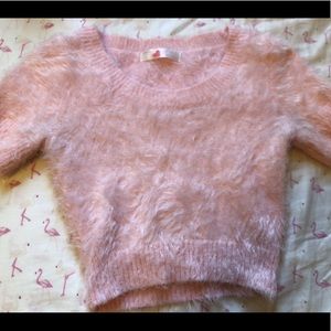 Cropped fuzzy sweater